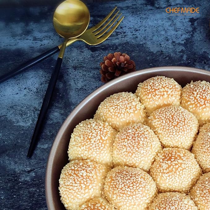 CHEFMADE 9-Inch Round Cake Pan, Non-Stick Deep Dish Pizza and Pie Bakeware for Oven Baking (Champagne Gold)