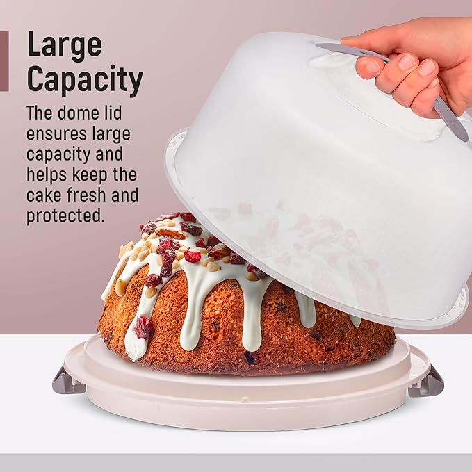 Tribello Extra Large Cake Storage Container, Cake Carrier With Handle Holds Cake 12 X 12 X 5 (Being)