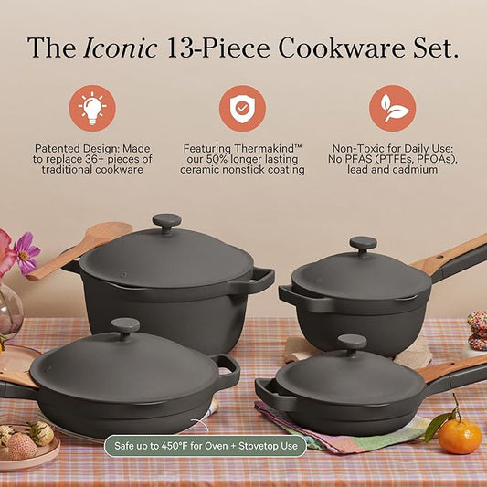 Our Place Cookware Set - Complete 13-Piece Set Including Always Pan 2.0, Mini Always Pan, Perfect Pot, and Mini Perfect Pot | Multifunctional, Toxin-Free Nonstick | Replaces 36 Pieces | Char