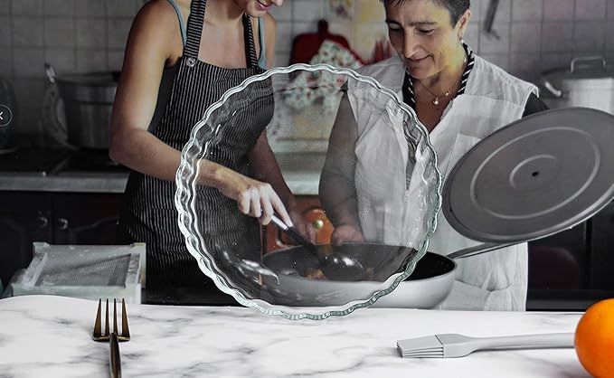 CLAPPER Pie Pan Glass Pie Plate 10.5 inch - Deep Pie Dish for Baking Made by Clear Round Heat-resistant Safety Glass, 54 oz