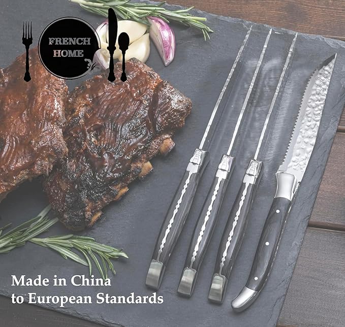French Home 5-Piece Artisan Cheese Knife Set – Versatile Cheese Knives Set with Three-Rivet Ivory-Colored Handles & Iconic Bee Emblem – Sophisticated Charcuterie Board Accessories
