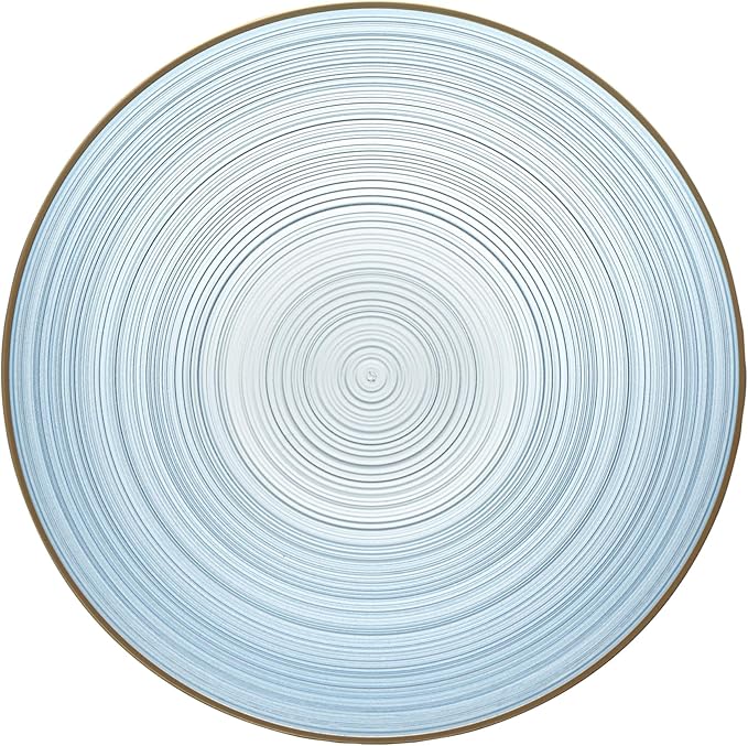 Restaurantware Plastic Bowls 20 Pcs 16 oz Gold Rimmed Disposable Soup Bowls Heavy-Duty Blue Translucent Rippled Dinnerware Containers for Party, Desserts, Salads, Snacks, and Catering