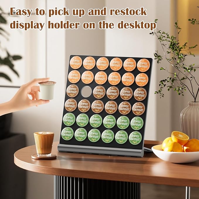 36 Pods K Cup Holder, Large Capacity Coffee Pods Storage Organizer Compatible with keurig pods, Space Saving Holder for Kitch