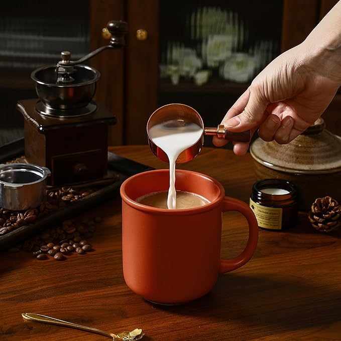 GZG 18 oz Coffee Mugs Set of 4, Modern Ceramic Coffee Cups Set with Handle, Large Coffee Mugs for Tea, Latte, Milk, Cocoa, Rustic Matte Glaze, Microwave & Dishwasher Safe(Terracotta Blush)