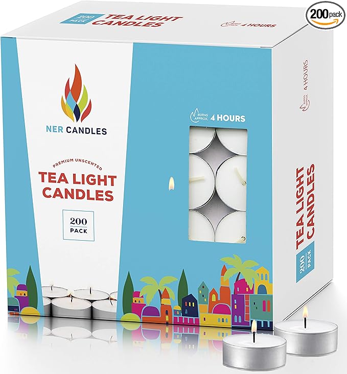 Unscented Tea Lights Candles White, Smokeless, Dripless & Long Lasting Paraffin Small Votive Mini Tealight Candle for Home, Pool, Shabbat, Weddings & Emergencies (200-Pack)
