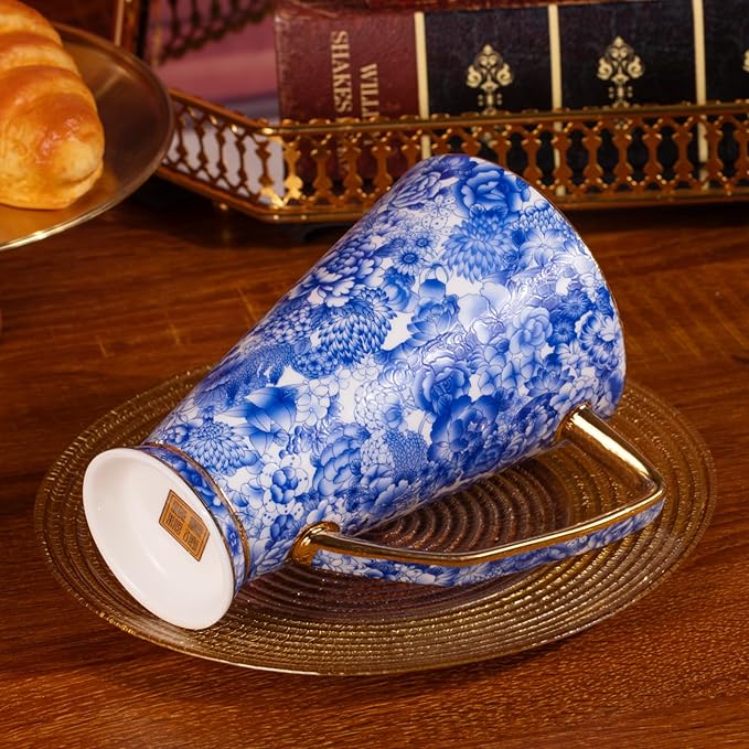 KAMMAK Ceramic Coffee Mugs 20 oz Tall Porcelain Coffee Cups Set of 2 Large Tea Mugs with Handle Vintage Tea Cups Cappuccino Mug for Latte, Espresso, Americano, breakfast cereal, Hot Cocoa, Drinks