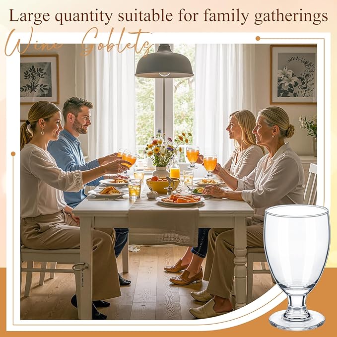 Patelai Set of 30 Clear Glasses 10.5 oz Water Goblet Glass Stemmed Water Glasses for Juice Wine Beer Tea Milk Cold Beverages Drinks Dishwasher Safe