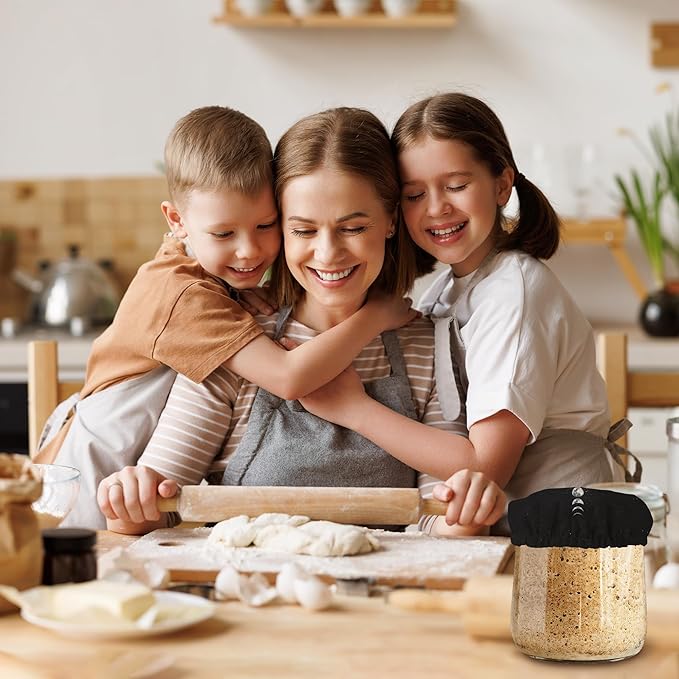 Moon Phases Cloth Covers for Sourdough Starter Jar,Reusable Lid Top Cover Bread Fermentation Baking Supplies for 3-4 Inch Jar Mouth