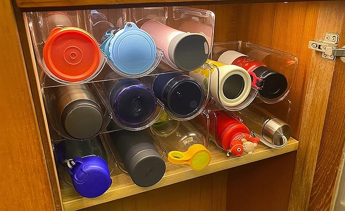 Set of 2 Refrigerator Wine Rack, Cabinet Water Bottles Storage Organizer, Stackable Wine Rack for Kitchen Countertop Save Space, 1-Bottle 2 Packs