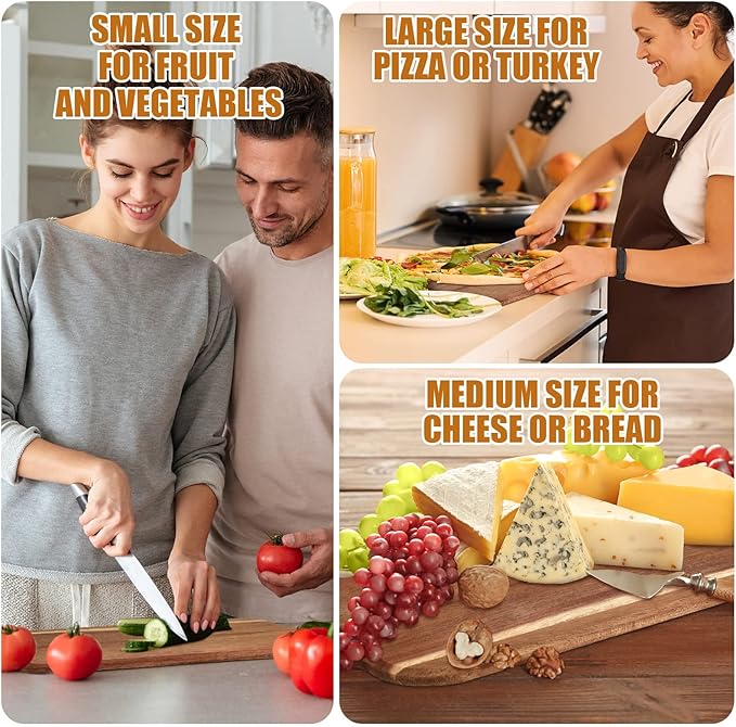 Irenare 18 Pcs Plain Cutting Board Set with Handles Laser Engraving Wooden Charcuterie Kitchen Serving Chopping Board Bulk for DIY Housewarming Mother's Day Gifts(Acacia,16 x 5 Inch)