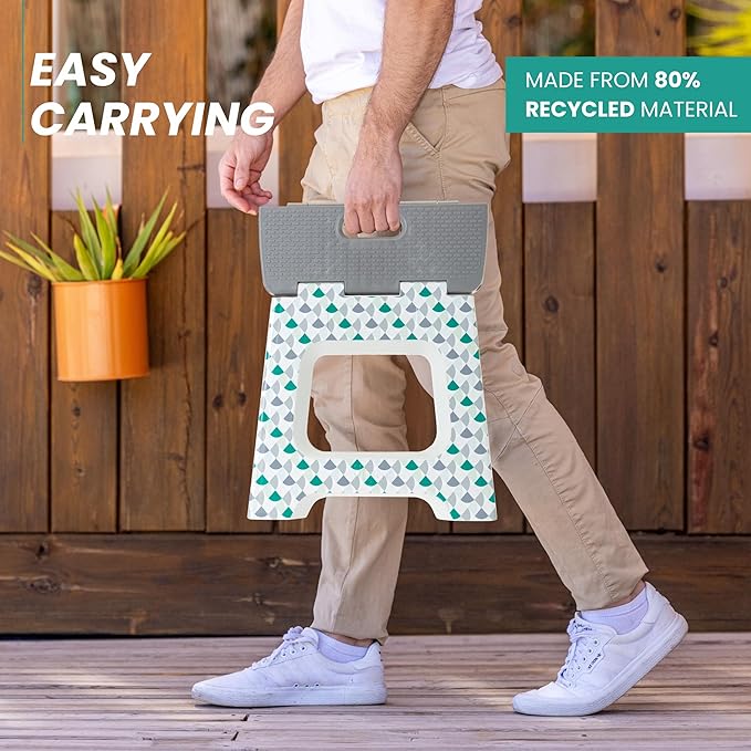 Vigar Compact Step Stool Foldable, 10-1/2-inch Step Stools for Adults up to 330 Pound, Lightweight Stool, Non-Slip Folding Step Stool, Geometric Body