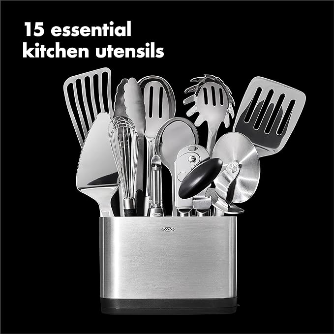 OXO Steel Piece Utensil Set, 15 PC, Stainless Steel