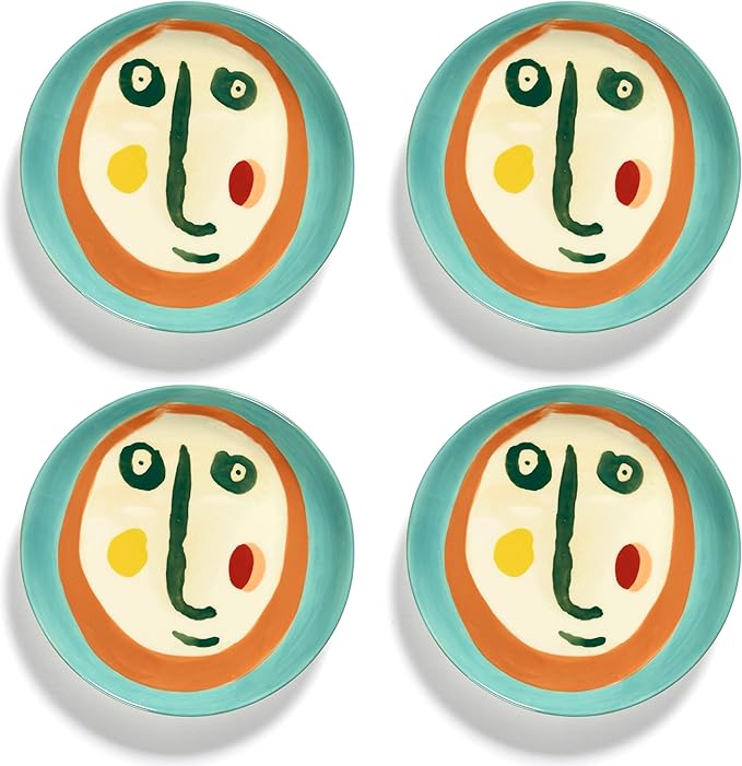 Breakfast Plate | Feast tableware by Ottolenghi | 4 Dessert Plates | Stoneware Dinnerware Set in mixed colors 2 | luxury Dishware for Dinner at Home, Party | Kitchen Sets