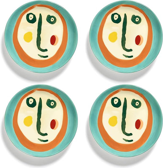Breakfast Plate | Feast tableware by Ottolenghi | 4 Dessert Plates | Stoneware Dinnerware Set in mixed colors 2 | luxury Dishware for Dinner at Home, Party | Kitchen Sets