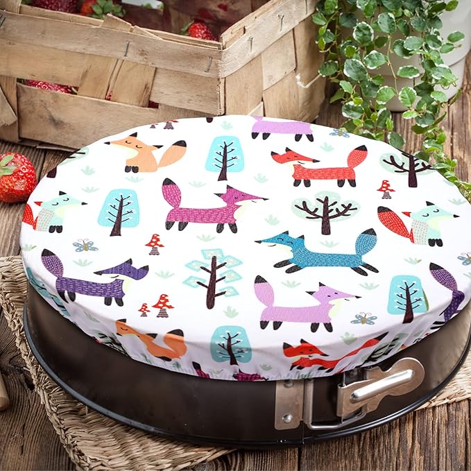 Patelai 10 Pcs Bowl Covers Reusable in 5 Size Stretch Cloth Fabric Elastic Food Storage Bowl Covers Bread Sourdough Lids for Proofing Food Fruits Leftover(Cute Style)