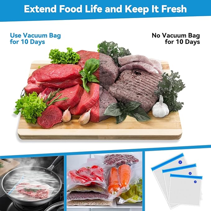 O2frepak 15 Pack Reusable Sous Vide Bags,BPA-Free Vacuum Seal Bags of 3 Sizes with 2 Seal Clips for Sous Vide Cooking and Food Storage