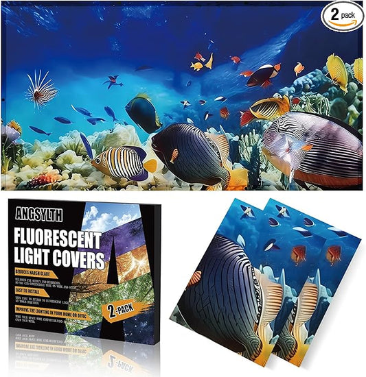 2 Pcs Fluorescent Light Covers - 4 x 2 Feet Covers for Ceiling Lights, Magnetic Light Filters for Classroom, Office, Hospitals, Home