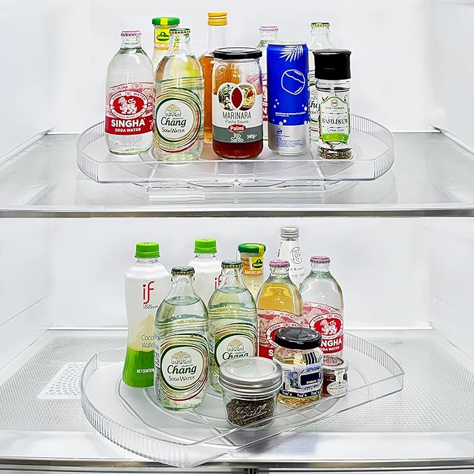 360° Rotating Lazy Susan Turntable - Multifunctional Rectangular Organizer 16.5" x 11.1" for Refrigerator, Cabinet, Pantry, and Kitchen Countertop (1 Pack)