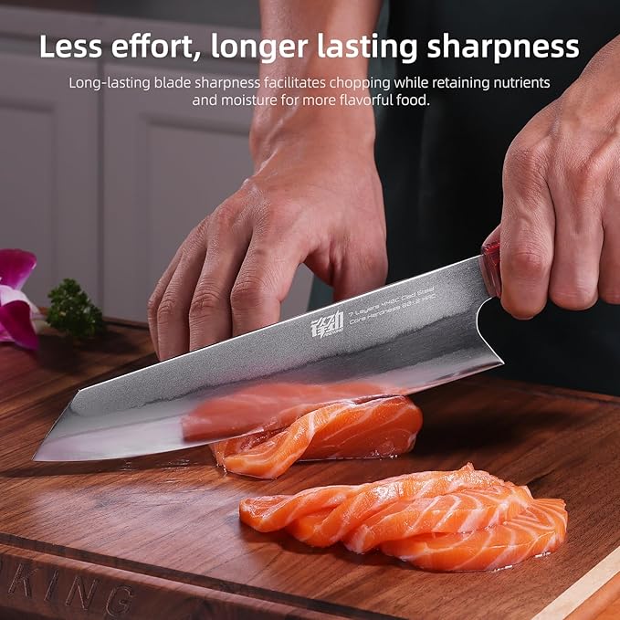 FINDKING 8 Inch Chef's Kiritsuke Knife, Professional Japanese Kitchen Knife for Skilled Cooks, 440C Steel Blade, Perfect for Chopping, Slicing, and Dicing (Iridescent Series)