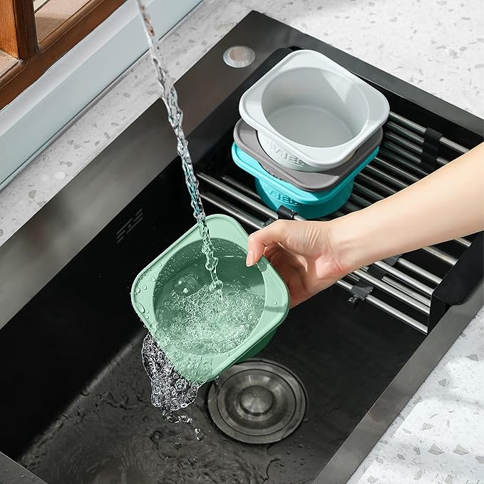 Stackable Silicone Artisan Pizza Dough Proofing Proving Trays with Air-tight Lids-4pack-500ml Volume for 250g Dough Ball (Green)