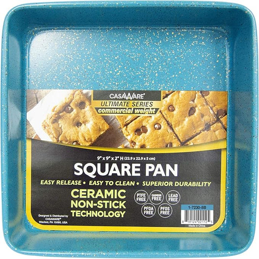 casaWare Ceramic Coated NonStick Heavy Weight 9-inch Square Cake Pan (Blue Granite)