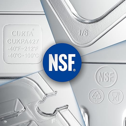 CURTA 6 Pack Food Pan Lids, Full Size NSF Polycarbonate Cover with Handle, Plastic Clear
