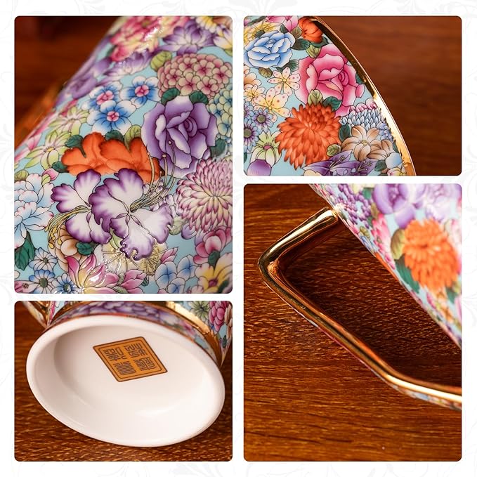 KAMMAK Ceramic Coffee Mugs 20 oz Tall Porcelain Coffee Cups Set of 2 Large Tea Mugs with Handle Vintage Tea Cups Cappuccino Mug for Latte, Espresso, Americano, breakfast cereal, Hot Cocoa, Drinks