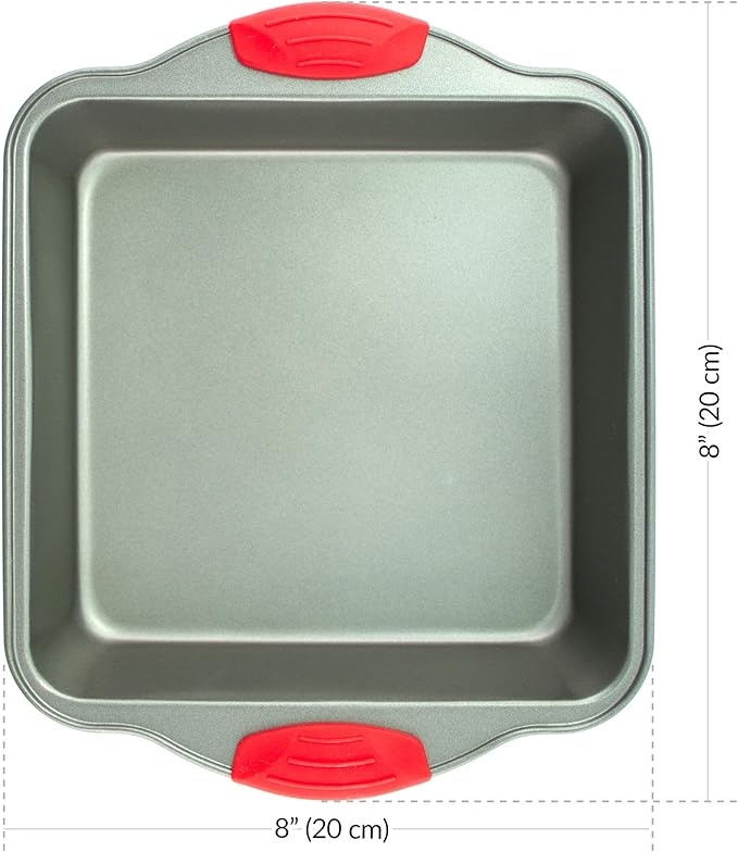 Boxiki Kitchen Non-Stick Steel 8x8 Square Baking Pan Durable, Convenient, and Premium Quality Non-Stick Baking Mold Bakeware.