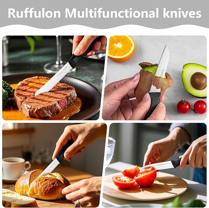 Vegetable and fruit knife set of six, high carbon stainless steel paring knife with ergonomic PP plastic handle, sharp, super sharp kitchen knife set.