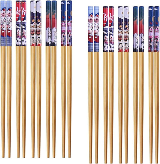 10Pairs Handmade Natural Bamboo Chopsticks