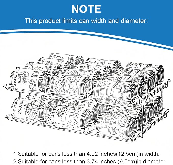 cjc 3 Sets 4 Tiers Can Organizer for Pantry, Holds 48 Cans Clear Stackable Can Organizer for Fridge, Soda Pantry Organizers and Storage Auto-Rolling & Free Combination for Countertop Kitchen Cabinet