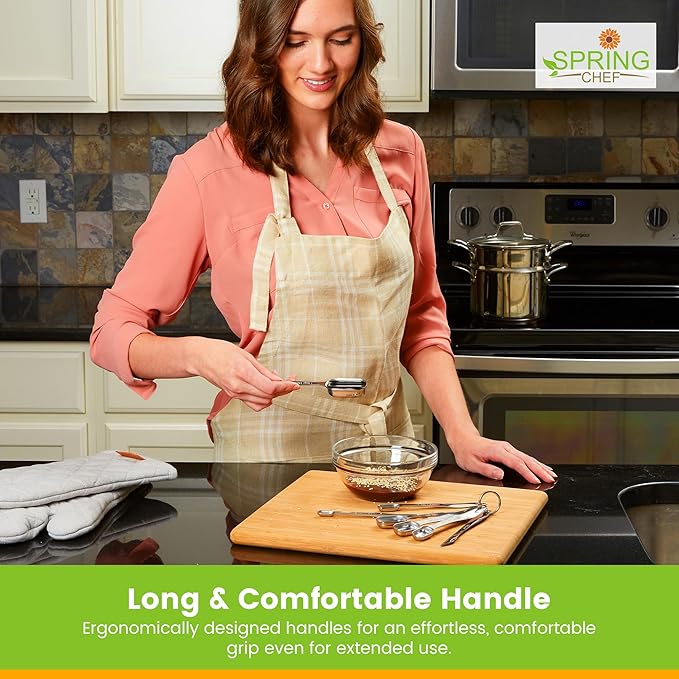 Spring Chef Stainless Steel Measuring Cups and Spoons Set of 14 with Leveler, Nesting Kitchen Metal Measuring Cups and Spoons Set for Dry and Liquid Ingredients, Perfect for Cooking & Baking