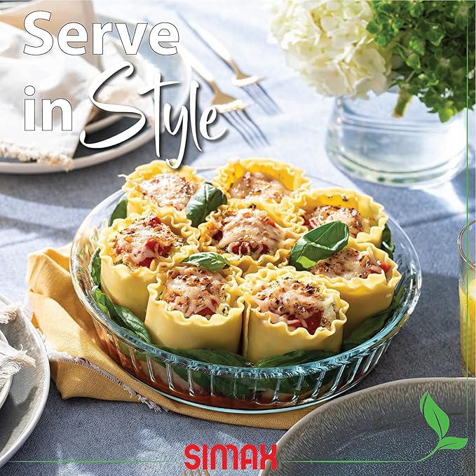 Simaxx Glass Pie Pan for Baking, 10.25 Inch Deep Round Pie Plate Dish, Apple, Pumpkin, Holiday Pies, Fluted Pie Holder, Oven Safe Tray, Borosilicate Glass Cake Tin