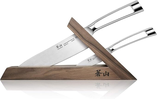 Cangshan TN1 Series 1021264 Swedish 14C28N Steel Forged 3-Piece TAI Knife Block Set, Walnut