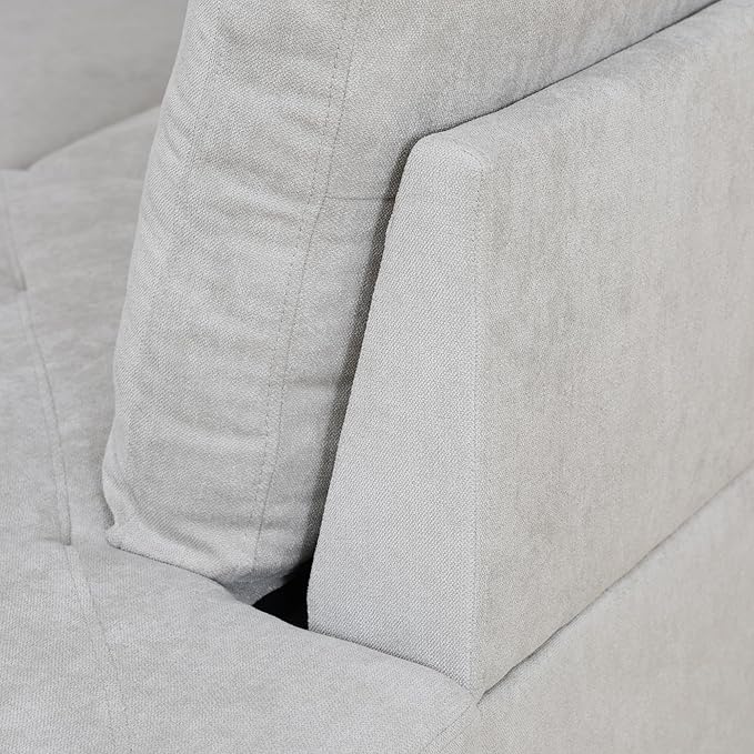 NicBex L Shaped Couch Sectional Couches for Living Room 2 Pieces Modern Sectional Sofa with Right Chaise Sectional Couch with Solid Frame for Living Room, Flannelette, Off-White