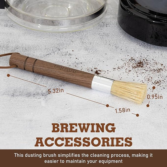 Takavu Coffee Grinder Cleaning Brush, Barista Brush with Stiff White Boar Bristle, Espresso Machine Cleaner Tool, Brista Dusting Accessories Used on Group Heads Shower Screen Portafilter Scoop Tamper