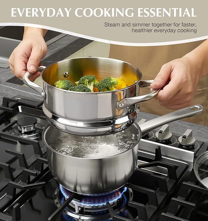 KOCH SYSTEME CS Stainless Steel Cookware Set 10 Piece, 18/10 Stainless Steel Pots and Pans Set for Professional Cooking, Kitchen Cookware Sets, Induction Compatible, Pots and Pans Set, Cooking Set