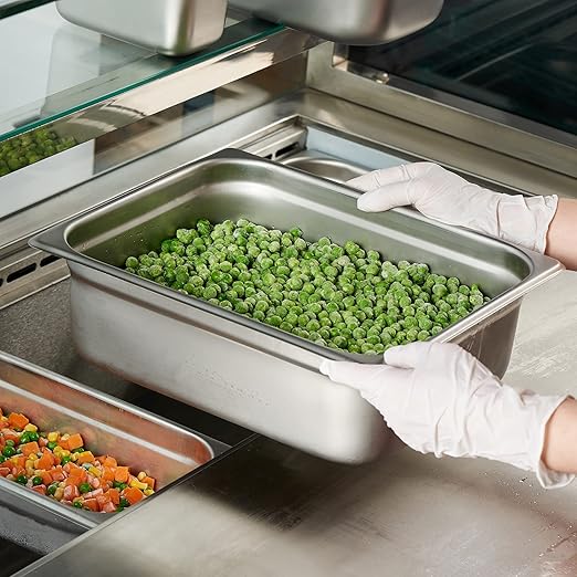 CURTA 6 Pack Anti-Jam Hotel Pans, 1/2 Size 4 Inch Deep, NSF Commercial 18/8 Stainless Steel Chafing Steam Table Pan, Catering Storage Metal Food Pan