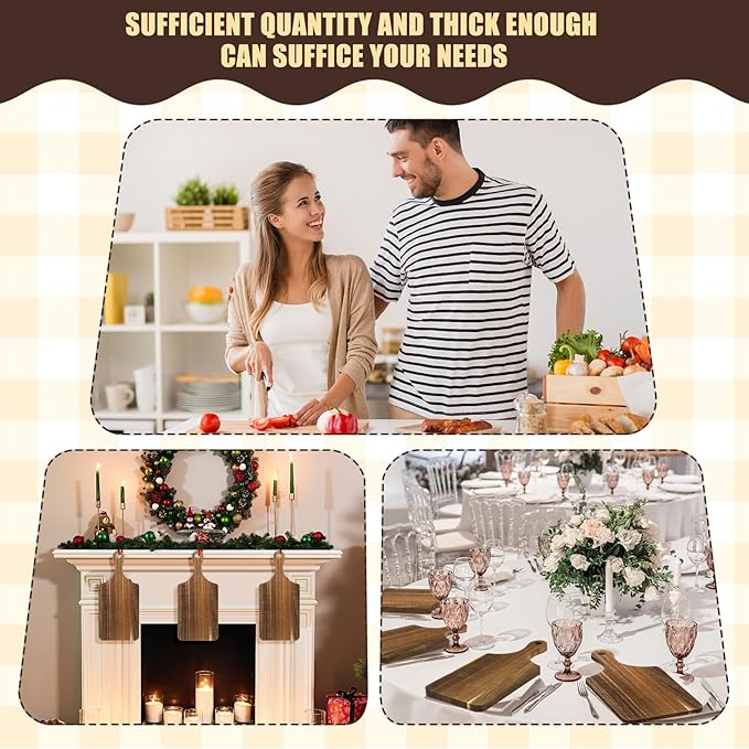 6 Pcs Cutting Board Bulk Kitchen Thicken Chopping Platter with Handles Wooden Charcuterie Serving Trays Blank Wood Boards for Engraving Wedding Housewarming(Acacia Wood,11 x 5 Inch)