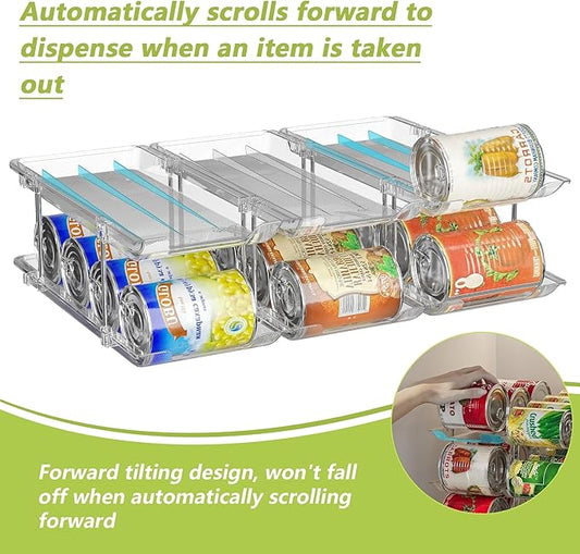 Can Organizer for Pantry Soda Can Organizer Automatic Rolling Food Pantry Storage Rack Can Dispenser for Fridge Holds 36 Cans, Fits 5.8-Inch Soda and Can, Set of 9