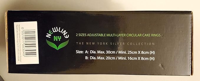 NEWLINE NY Stainless Steel Mousse Cake Rings 2 Pieces Cakes Slicer Adjustable Multilayer Circular Molding Plating Forming Round Pastry Rings, Set of 2 (10 to 12” + 6 to 8” x 3.2” H)