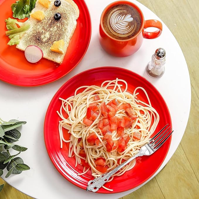 Hasense Ceramic Dinner Plates Set of 4, 10 Inch Premium Dinnerware Dishes,Salad Serving Plates Elegant & Durable, Oven, Microwave & Dishwasher Safe, Perfect for Family and Entertaining,Gradient Orange