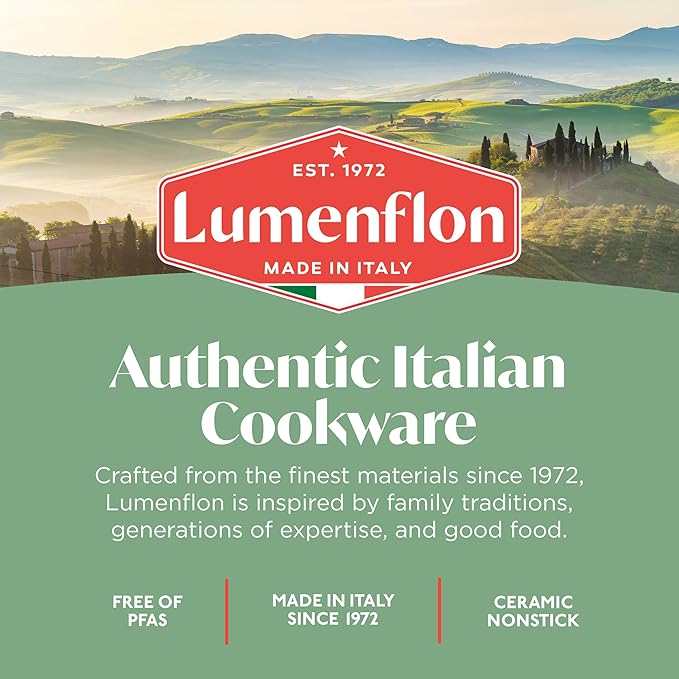 Rigoletto 11” Nonstick Frying Pan Skillet, Made in Italy, Layered Ceramic PFAS-Free Surface, Induction Ready, Dishwasher & Metal Utensil Safe, Granite Finish, Stay-Cool Handle, Black