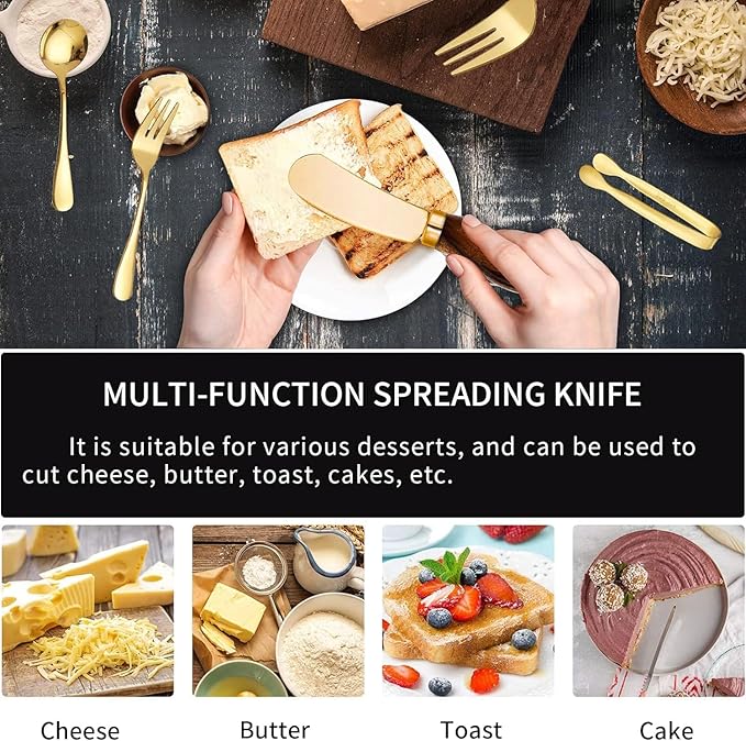 Charcuterie Accessories (14 Pcs), Cheese Spreaders for Charcuterie Board, Mini Serving Spoons, Forks and Mini Serving Tongs - Charcuterie Utensils for Butter, Cheese and Pastry Making