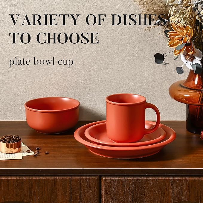 GZG 18 oz Coffee Mugs Set of 4, Modern Ceramic Coffee Cups Set with Handle, Large Coffee Mugs for Tea, Latte, Milk, Cocoa, Rustic Matte Glaze, Microwave & Dishwasher Safe(Terracotta Blush)