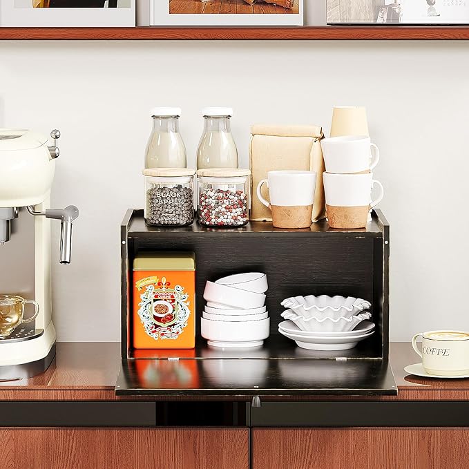 Bamboo Bread Box for Kitchen Counter Farmhouse Bread Storage Container Large Capacity Bread Storage Bin Bread Holder (Antique Back)