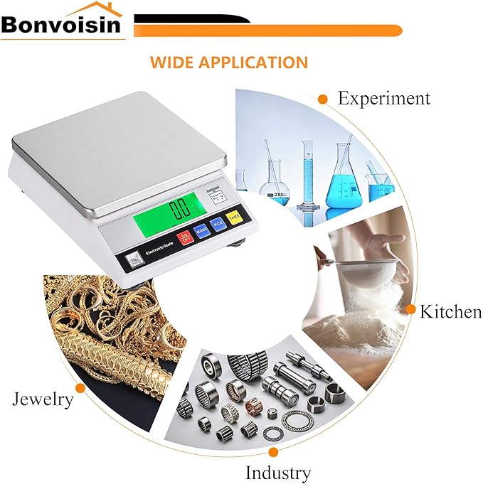 Bonvoisin Lab Scale 10kgx0.1g Counting Scale Digital Analytical Balance Accurate Electronic Scale CE Certification Laboratory Balance Precision Scale Jewelry Gold Scale (10kg, 0.1g)