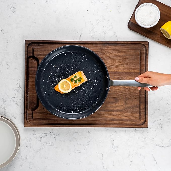 Alva Maestro 9.5-Inch Stainless Steel Nonstick Frying Pan – Made with No PFAS, PFOA & PTFE Ceramic Coating – Reinforced 5-Ply Aluminum Core, Oven & Induction Safe for Even Heat, Easy to Wipe Clean