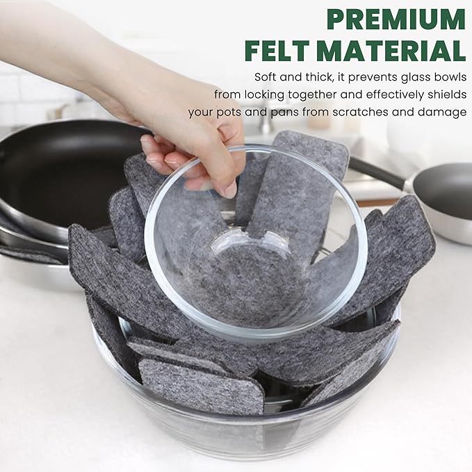 Pot and Pan Protectors, Extra Thick Pan Protectors for Stacking, Set of 12 and 4 Different Sizes, Pan Separators for Stacking
