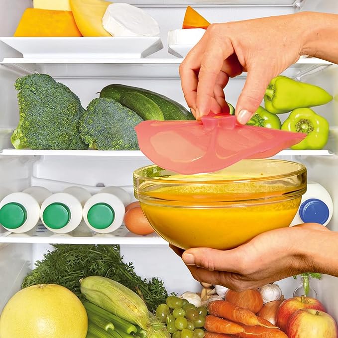 Charles Viancin - Hibiscus Silicone Lid for Food Storage and Cooking - 9''/23cm - Airtight Seal on Any Smooth Rim Surface - BPA-Free - Oven, Microwave, Freezer, Stovetop and Dishwasher Safe